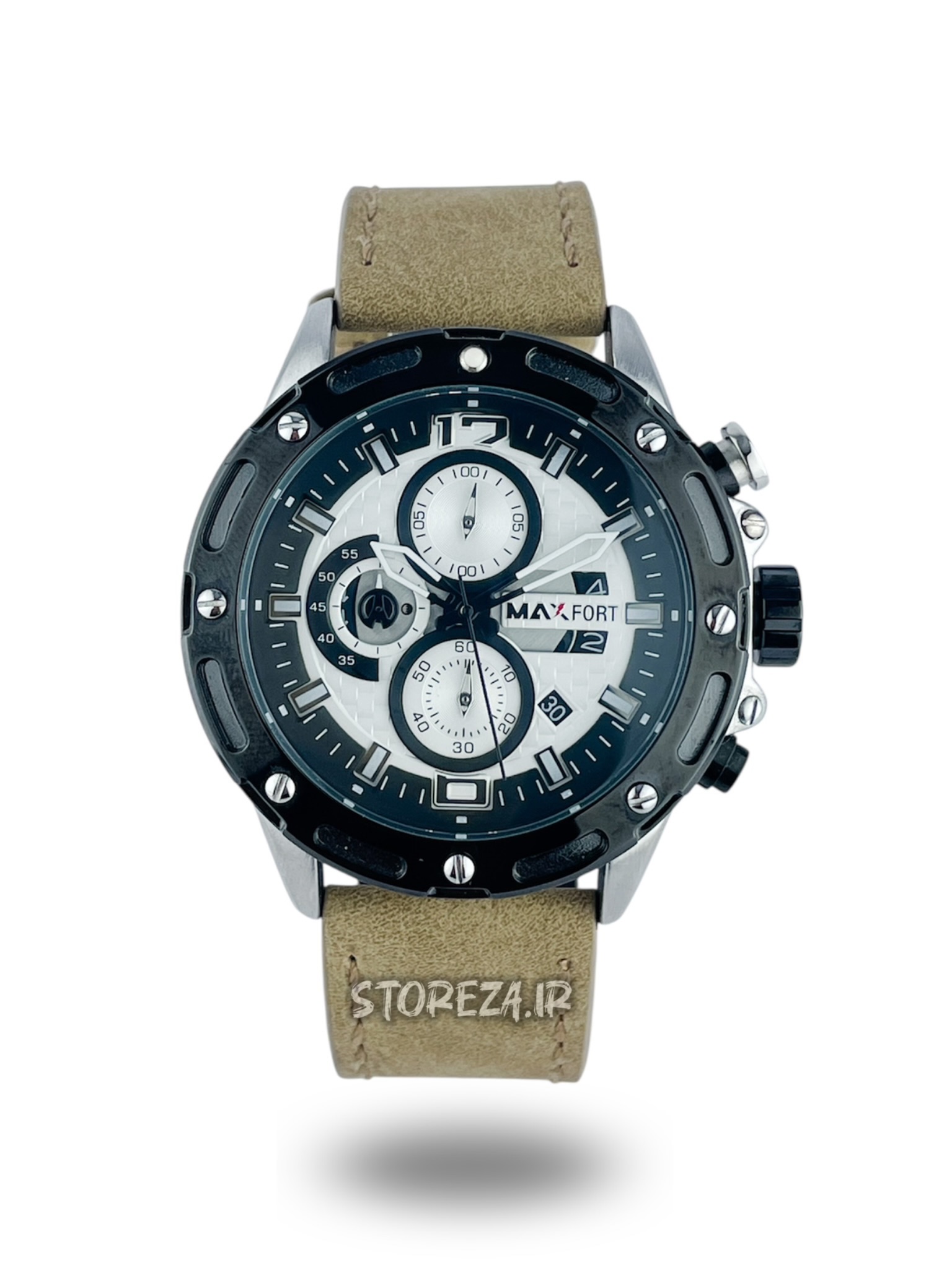 ساعت مردانه مکث فورت کرنوگراف بند چرم مد MX102